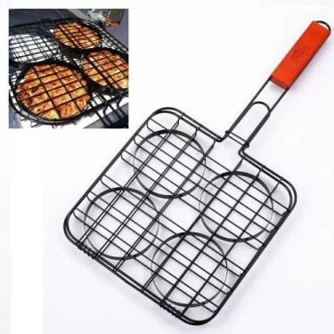 Imagem de Grelha hamburguer inox forma churrasqueira 4 em 1 peixe pao - Multicoi