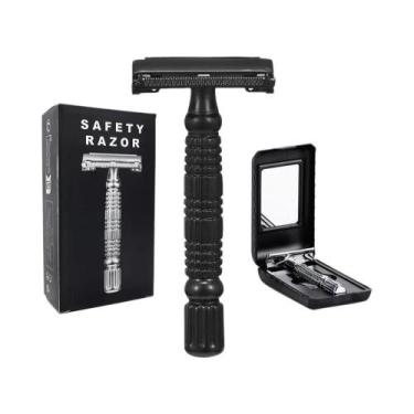 Imagem de Kit De Barbear Com Lâmina De Metal De Dupla Aresta Para Barbear Úmido,