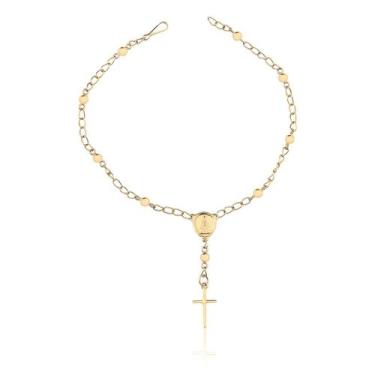 Imagem de Pulseira Religiosa Terço Nossa Senhora Ouro Puro 10k - MAEHLER Arte Em