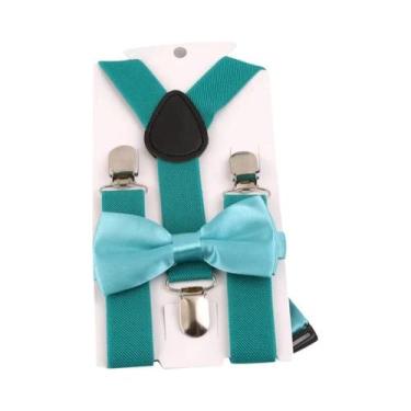 Imagem de Conjunto De Gravata Borboleta Infantil Em Cor Sólida Com Suspensórios 