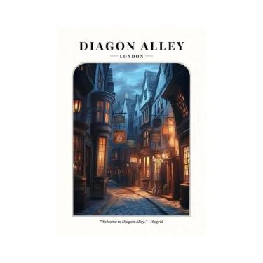 Imagem de Pôster De Hogwarts Em Tela, Arte De Parede Com Estampa Da Rua Diagon, 