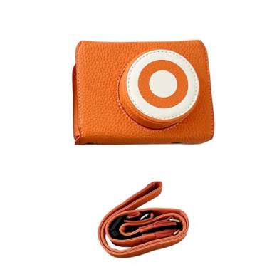 Imagem de Aoresac Estojo de Proteção para Câmera, Bolsa retrô de Couro PU para Câmera, Incluindo Meia Capa Flip e Alça Ombro Ajustável, Ideal XE5, Proteção contra Arranhões 360 (Laranja)