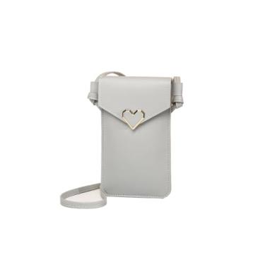 Imagem de Benepoint Bolsas transversais para mulheres, bolsas de telefone de couro PU com janela transparente para tela sensível ao toque, bolsa para celular, Cinza claro, Clássico