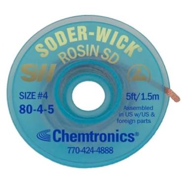 Imagem de Chemtronics Trança SODER WICK 80-4-5, DESOLDERANÇÃO, SD de Rosina, 5 pés, AZUL