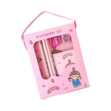 Imagem de Conjunto De Material Escolar Kawaii Para Crianças 6 Peças Lápis Cartoo