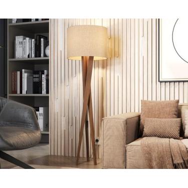 Imagem de Luminária De Chão Tripé De Madeira Decoração Ambiente - LCN Moveis, Bi