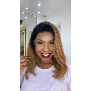 Imagem de Peruca Lace Front Cabelo Humano Emma Ombré Loiro 1B/27 - 50cm - Cia do