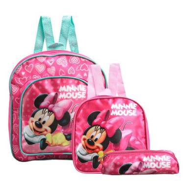 Imagem de Mochila Escolar Minnie Mouse Rosa Costas Lancheira+Estojo - TOYS 2U