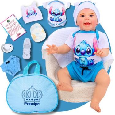 Imagem de Bebê Reborn Menino Boneco Stitch Original Realista de Silicone Kit Bol