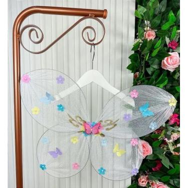 Imagem de Asa de Borboleta Fadinha Infantil Branca - Fantasia para Crianças - Po