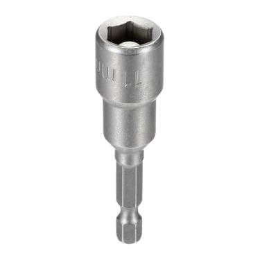 Imagem de HARFINGTON Broca de chave de porca soquete métrico de 11 mm haste sextavada de 1/10.2 cm (2,56" (65 mm), soquetes magnéticos de 6 pontos de troca rápida, conjuntos de parafusos de aço Cr-V para