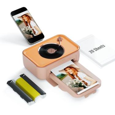 Imagem de HPRT Impressora fotográfica 10 x 15 cm, 20 folhas e 1 fita rosa, impressoras fotográficas sem fio Wi-Fi com função de áudio, impressora instantânea portátil para iPhone, Android, sublimação de tinta