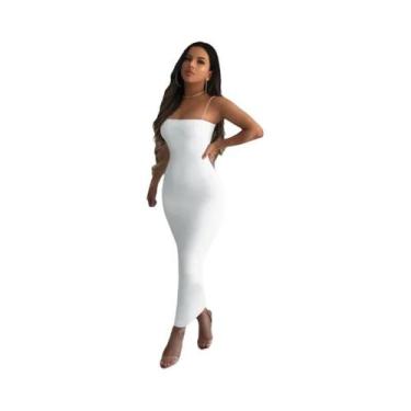Imagem de Vestido Midi Feminino Liso Branco E Preto Com Alças, Outono Inverno, B