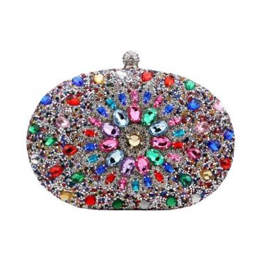 Imagem de Bolsa De Noite Com Strass De Diamante, Clutch De Metal Com Corrente, B