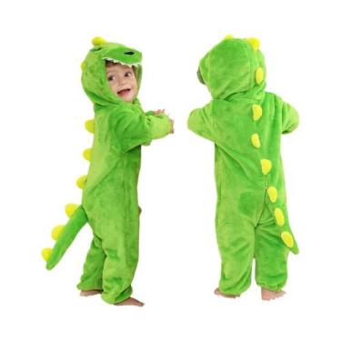 Imagem de Macacão De Inverno Para Bebê Com Capuz De Dinossauro Para Halloween, C