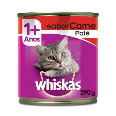 Imagem de Ração Úmida Lata Patê de Carne para Gatos Adultos 290 g Whiskas