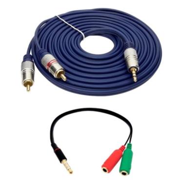 Imagem de Kit Cabo P2 Estéreo X 2 Rca 3 Mt + P3(m) Para P2 Mic/fone(f)