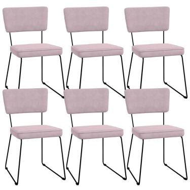 Imagem de Kit 06 Cadeiras Allana L02 Suede Rosê