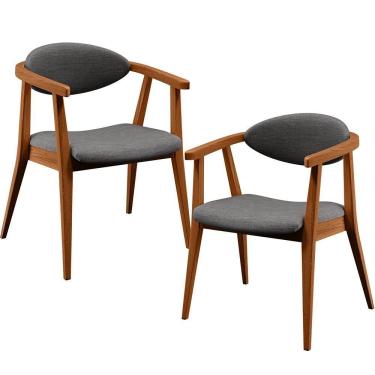 Imagem de Kit 02 Poltronas Cecília B04 Linho Cinza Escuro