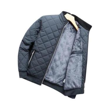 Imagem de Jaqueta Bomber Masculina Slim Fit Forrada Com Fleece Padrão Diamante M