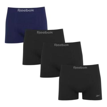 Imagem de Kit 4 Cuecas Boxer Reebok Sem Costura Masculina - Preto e Marinho P, P