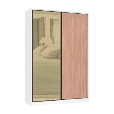 Imagem de Guarda Roupa 2 Portas De Correr 3 Gavetas 159cm Com Vidro Reflecta Bronze Prime Luciane Móveis