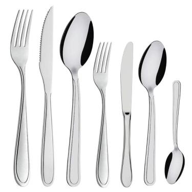 Imagem de Faqueiro 84 Peças Aço Inox Cor Prata Linha Bronze Em Casa Tem