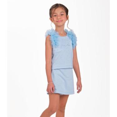 Imagem de Conjunto Blusa com Shorts Saia Menina Trick Nick Azul, 14, Azul