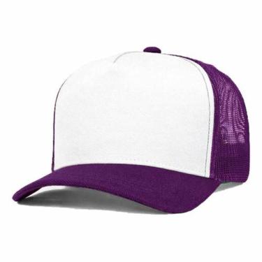 Imagem de Boné Trucker Liso Redinha Tela Aba Curva Cor:Roxo Frente BrancaTamanho