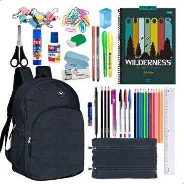 Imagem de Kit Material Escolar Mochila Caderno Estojo Completo Masculino - Daruj
