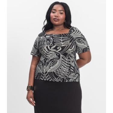 Imagem de Blusa Manga Curta Plus Size Secret Glam Preto, Plus G2, Preto