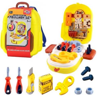 Imagem de Kit Operário Ferramenta Chave Martelo Infantil Mochila 21Pçs - Well MI