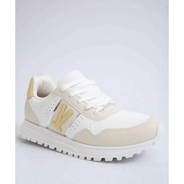 Imagem de Tênis Casual Feminino Recortes Vizzano-11322, Branco, Bege, 38