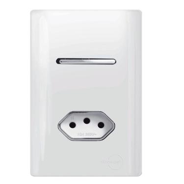 Imagem de 1 Interruptor Simples + Tomada Universal 2p+t 10a Cromado com Placa 4x2 Branco 120019 Novara 1 I