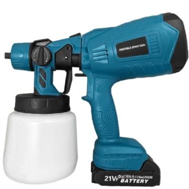 Imagem de Pistola Portatil de Pulverização e Pintura, Duas Baterias Recarregável 21V, 1 Carregador 100-240VAC 3 Bicos Jatos Horizontal e Vertical Ajustável Capacidade 1000ml