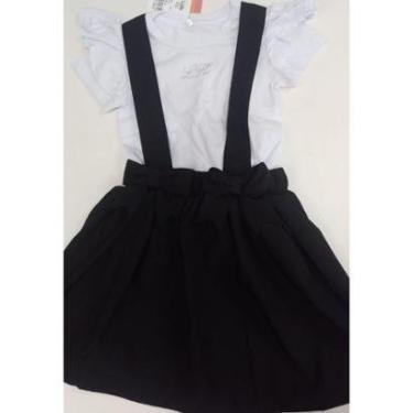 Imagem de Conjunto Menina Blusa Saia Suspensório Verão LessaKids K311-Feminino
