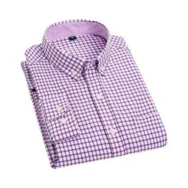 Imagem de Camisa Masculina Oxford Slim Fit De Manga Longa Em Algodão, Não Amassa