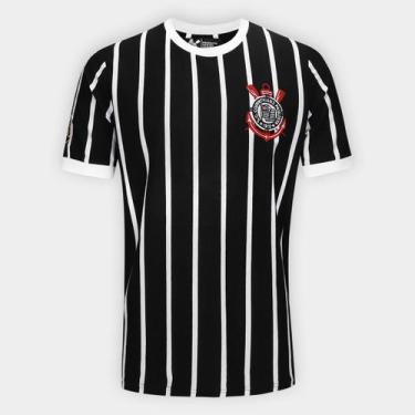 Imagem de Camiseta Corinthians Retrô 1982 Masculina - Coimbra, Preto, Branco, EG