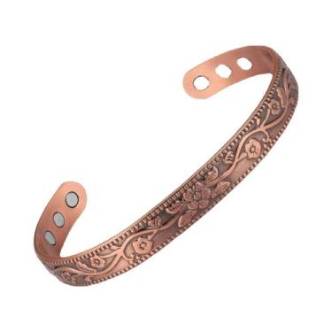Imagem de Pulseira magnética vintage flor anel pulseira conjunto pulseira ajustá