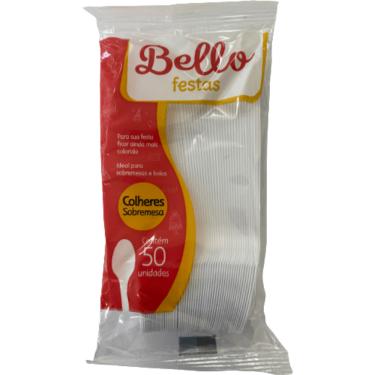 Imagem de Colher Sobremesa Poliestireno 50un Bello Festas Reforçada Descartável