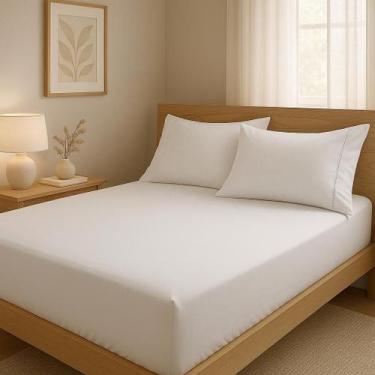 Imagem de Lençol de cama King 400 Fios 3 Peças 100% algodao com elastico - Rafal