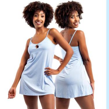 Imagem de Camisola Curta de Dormir Pijama Feminino sem Bojo Viére - Vière, P, Az