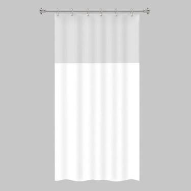 Imagem de Cortina De Box Banheiro Pvc Com Visor Liso 138x198cm Cinza