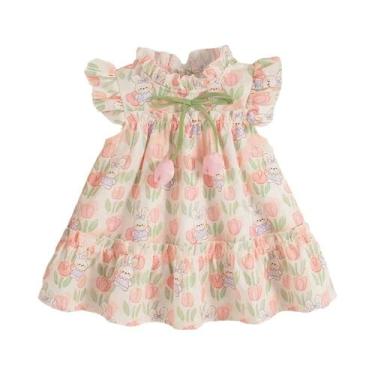 Imagem de Vestido De Verão Para Meninas, Sem Mangas, Com Babados, Tulipa, Estamp