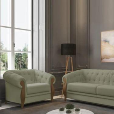 Imagem de Poltrona Delacroix Linho Estrutura Madeira Cinza Molufan Estofados