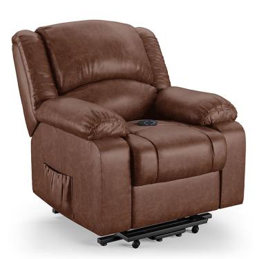 Imagem de Poltrona Do Papai Reclinável Melim FH1 Elevação Lift Elétrico Corino Marrom D'Rossi