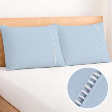 Imagem de Kit 2 Fronhas Ponto Palito Tamanho Especial 90x50cm Percal 200 Fios 10