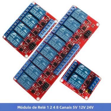 Imagem de Módulo De Relé De 8 Canais 5V 12V 24V Com Optoacoplador E Acionamento 