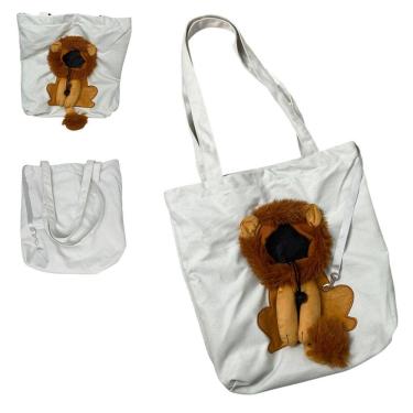 Imagem de Bolsa Transporte Cao Gato Pet Animal Estimacao Estampa Leao Bag de Ombro Passeio Viagem Caminhada