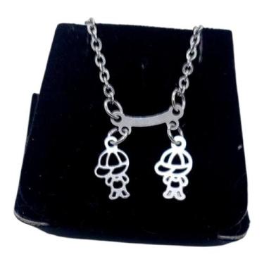 Imagem de Colar CHOKER AÇO INOX Mãe 2 Filhos Meninos VAZADO FEMININO - ASA